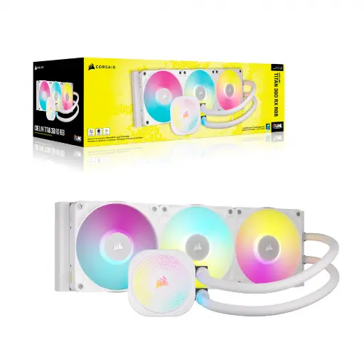 [840006685463] ENFRIAMIENTO CORSAIR ICUE LINK TITAN 360 RX RGB AIO bLANCO LGA 1851 AM5 CW-9061018-WW 11M DE GARANTIA 