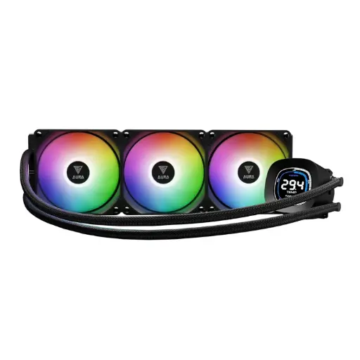 [848475011608] ENFRIAMIENTO GAMDIAS AURA GL360 DIGITAL ARGB NEGRO 360MM AM5/LGA1851 AU-GL360 DIGITAL 11M DE GARANTIA