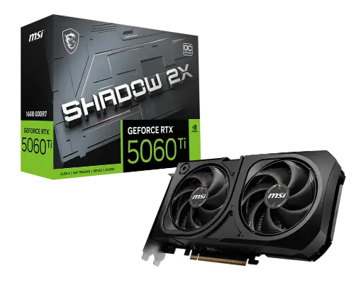 [824142418598] TARJETA DE VIDEO NVIDIA GEFORCE RTX5060TI 16GB GDDR7 MSI SHADOW RTX 5060 TI 16G SHADOW 2X OC PLUS 12M DE GARANTIA
