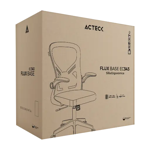 [7506215943345] SILLA ACTECK FLUX BASE EC343 MALLA ERGONOMICA BLANCA/NEGRA AC-943345 6M DE GARANTIA