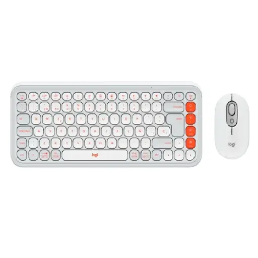 [097855199966] KIT 2 EN 1 LOGITECH POP ICON COMBO BLUETOOTH BLANCO NARANJA 920-013055 11M DE GARANTIA