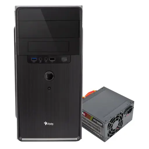 [7503028126835] GABINETE STYLOS MINI-TORRE C/FUENTE 500W METAL NEGRO STPGAC5B 11M DE GARANTIA