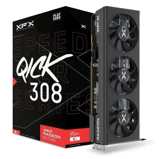 [840191500756] TARJETA DE VIDEO RADEON RX7600 8GB GDDR6 XFX SPEEDSTER QICK RX-76PQICKBY 1AÑO DE GARANTIA 