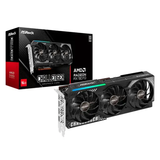 [4711581490475] TARJETA DE VIDEO RADEON RX9070 16GB GDDR6 ASROCK CHALLENGER RX9070 CL 16G 12M DE GARANTIA