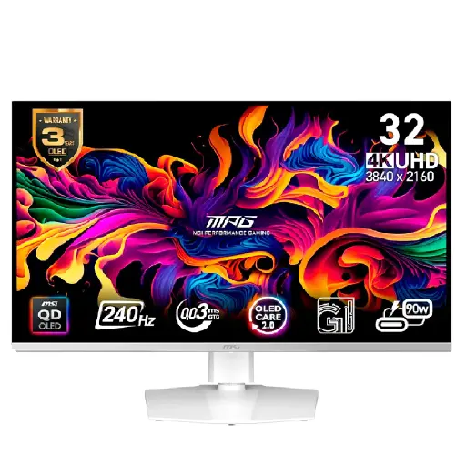[824142385449] MONITOR 32 MSI MPG 321URXW QD-OLED 0.3MS 240HZ UHD GAMER QD OLED BLANCO ANTI-GLARE G-SYNC GARANTIA CON FABRICANTE