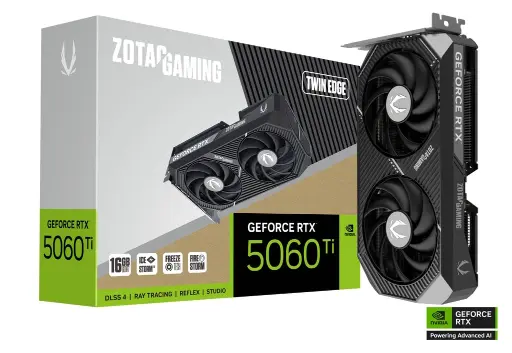 [810012085649] TARJETA DE VIDEO NVIDIA RTX5060TI 16GB GDDR7 ZOTAC TWIN EDGE ZT-B50620E-10M 12M DE GARANTIA