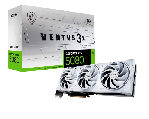 [824142395912] TARJETA DE VIDEO NVIDIA GEFORCE RTX5080 16GB OC GDDR7 MSI VENTUS RTX 5080 16G VENTUS 3X OC WHITE 12M DE GARANTIA