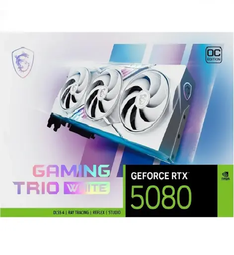 [824142395790] TARJETA DE VIDEO MSI RTX 5080 GAMING TRIO OC 16GB GDDR7 HDMI DP RGB RTX 5080 16G GAMING TRIO OC WHITE 12M DE GARANTIA
