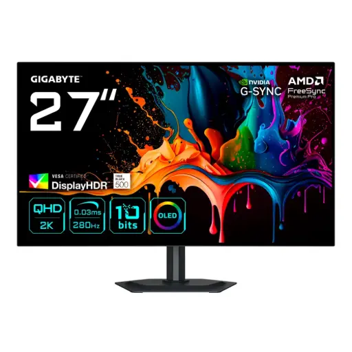[889523051085] MONITOR 27 GIGABYTE MO27Q28G 0.03MS 280HZ QHD GAMER WOLED PLANO ANTI-GLARE USB-C DP HDMI 12M DE GARANTIA