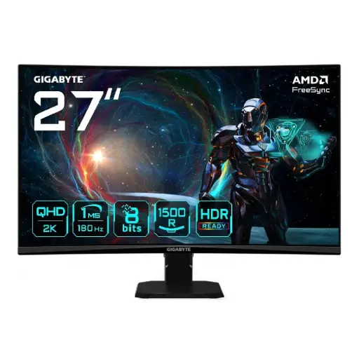 [889523044544] MONITOR 27 GIGABYTE GS27QCA 1MS 180HZ QHD GAMER VA CURVO  ANTI-GLARE DP HDMI 12M DE GARANTIA