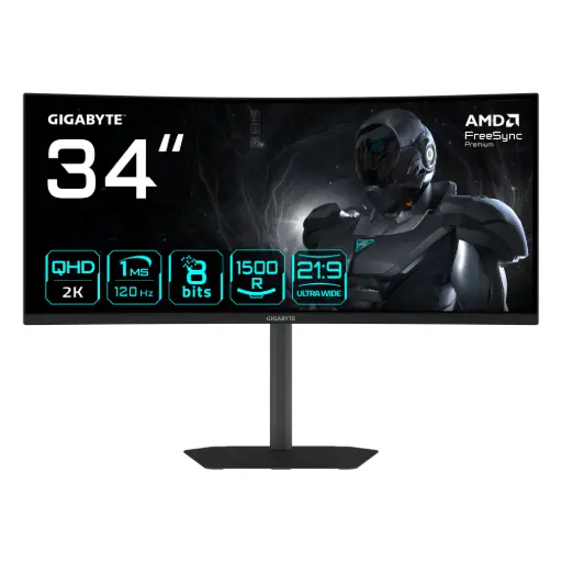 [889523046821] MONITOR 34 GIGABYTE GS34WQCA 1 MS 120HZ QHD GAMER VA CURVO ANTI-GLARE DP HDMI 12M DE GARANTIA