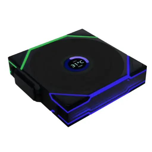 [840353048096] VENTILADOR LIAN LI UNIFAN TL LCD KIT 3X1 RGB 120MM MAGNETICO ASPAS INVERTIDAS NEGRO G99.12TLLCD1W3B.00 12M DE GARANTIA