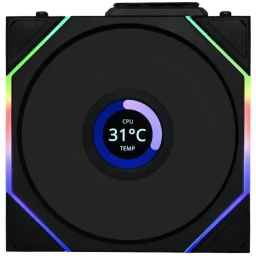 [840353048096] VENTILADOR LIAN LI UNIFAN TL LCD KIT 3X1 RGB 120MM MAGNETICO ASPAS INVERTIDAS NEGRO G99.12TLLCD1W3B.00 12M DE GARANTIA