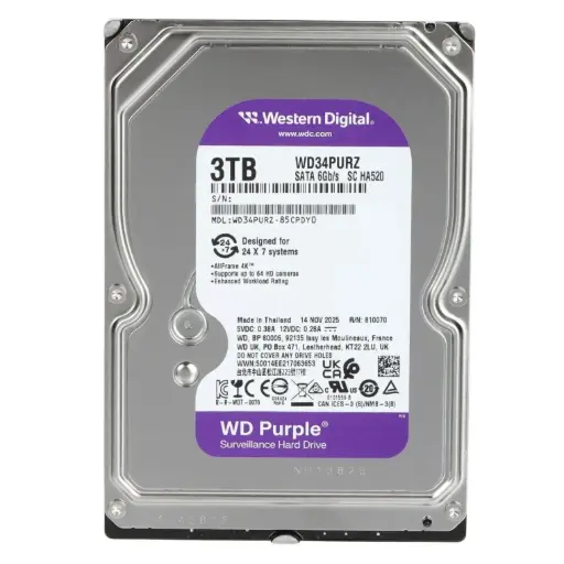 [662987045179] DD INTERNO WD 3TB WD34PURZ PURPLE 3.5 11M DE GARANTIA 