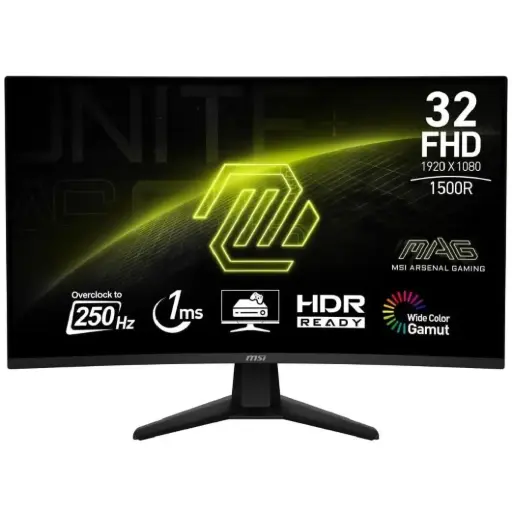 [824142356647] MONITOR 32 MSI MAG 32C6X 1MS 250HZ FULL HD GAMER VA CURVO ANTI-GLARE ADAPTIVE SYNC 12M DE GARANTIA