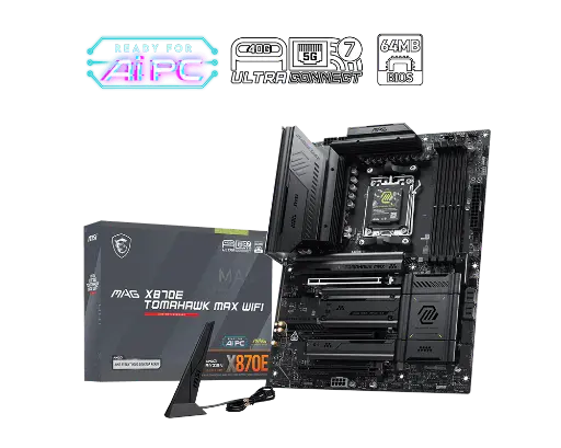 [824142449004] MOTHER AMD X870E WIFI MSI MAG TOMAHAWK AM5 4XDDR5 256GB ATX MAG X870E TOMAHAWK MAX WIFI 12M DE GARANTIA