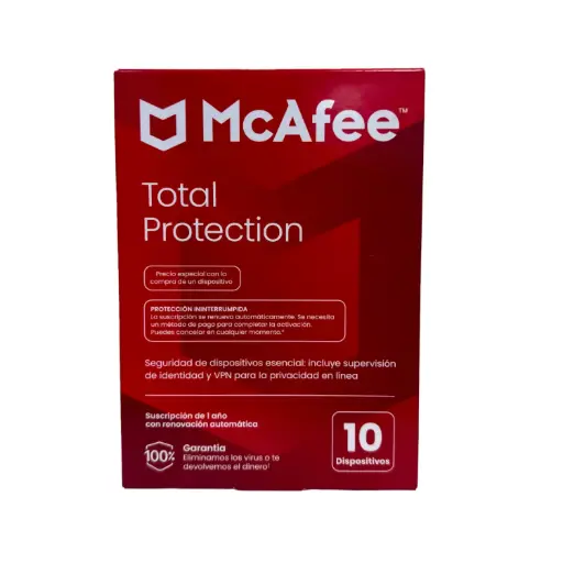 [731944776880] LICENCIA ANTIVIRUS MCAFEE TOTAL PROTECTION 10 DISPOSITIVOS MTP61LNRXRDAM SIN GARANTIA