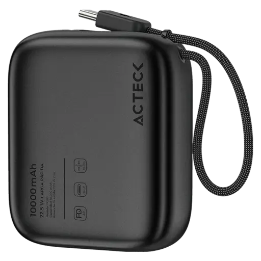 [7506215945615] POWER BANK ACTECK ENERGON GO PLUG PRO PG60 NEGRO 10000MAH USB-C AC-945615 6M DE GARANTIA