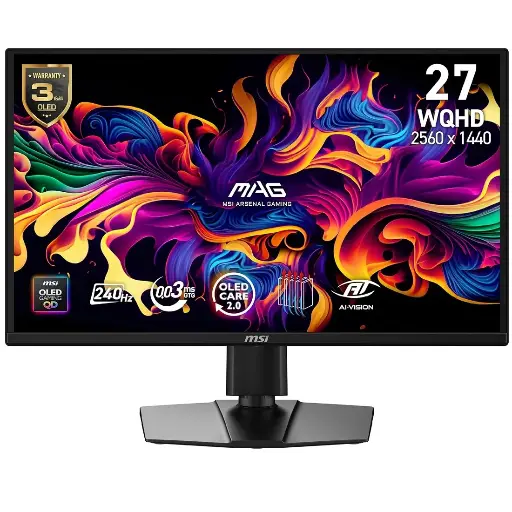 [824142439739] MONITOR 27 MSI MAG 272QP QD-OLED X24 0.3MS 240HZ WQHD GAMER QD OLED ANTI-GLARE USB-C DP HDMI GARANTIA CON FABRICANTE