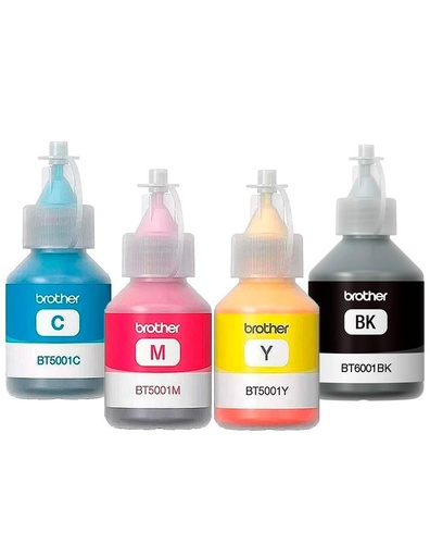 [702735759856] BUNDLE TINTA BROTHER BTD60BK BT5001C BT5001M BT5001Y SIN GARANTIA