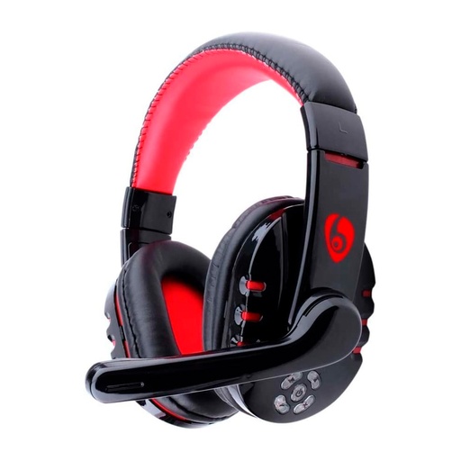 [6970959643044] DIADEMA OVLENG V8-1 GAMER 2.0CH NEGRO/ROJO BLUETOOTH USB 20HZ-20KHZ/16DB CIRCUMAURAL GIRATORIO PC/MOVILES 1M DE GARANTIA